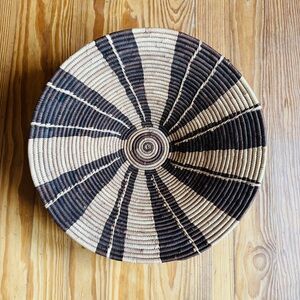 Vintage Handwoven Botswana Coil Cone Basket African Palm Fiber Sun Ray 16"